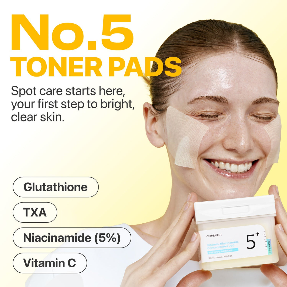 Numbuzin No.5 Vitamin-Niacinamide Concentrated Pad met glutathion, TXA, 5% niacinamide en vitamine C