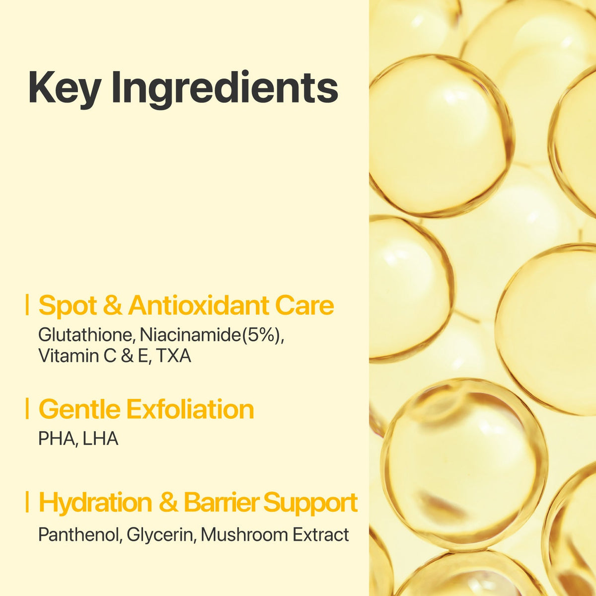 Numbuzin No.5 Vitamin-Niacinamide Concentrated Pad, overzicht van de hoofdingrediënten
