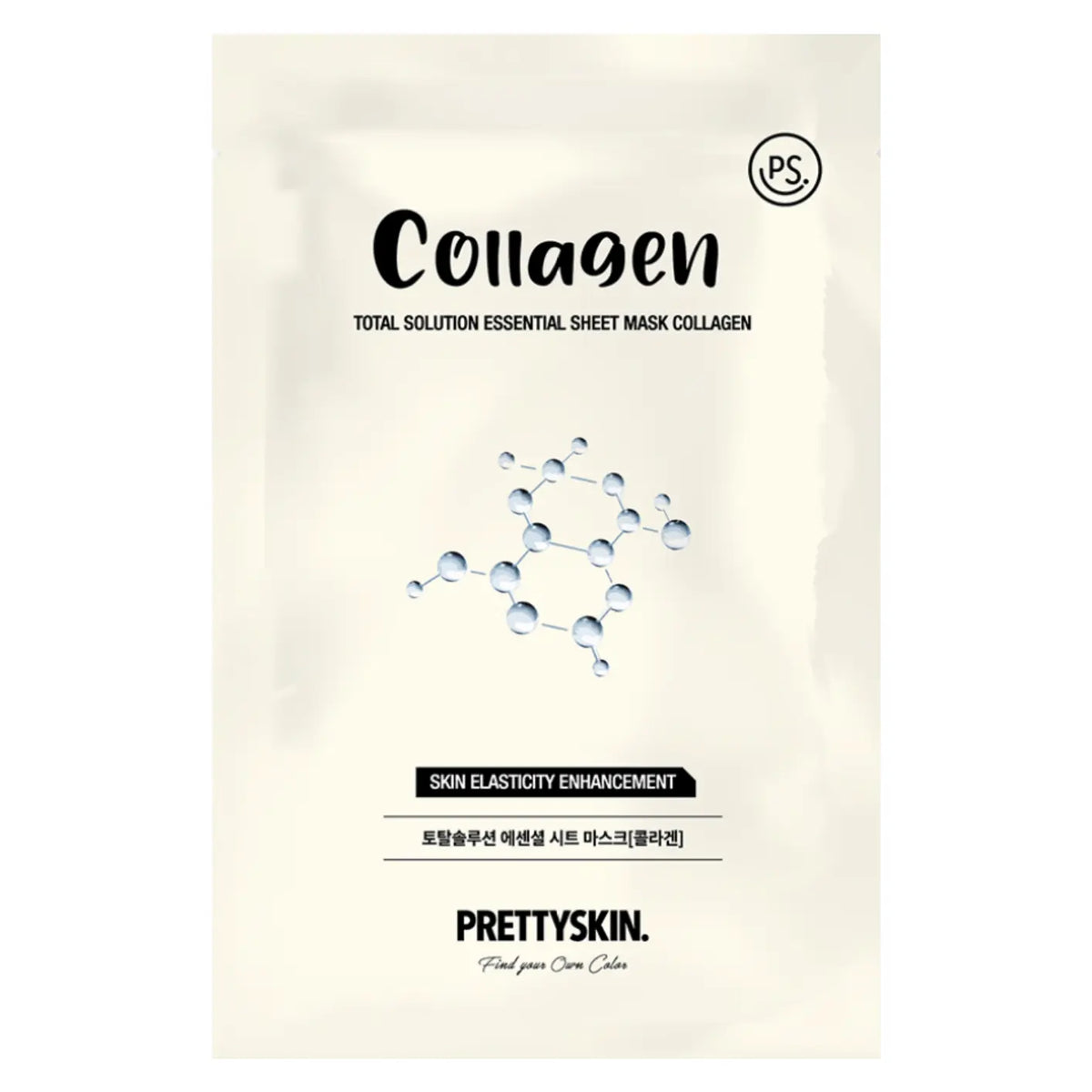 Pretty Skin Total Solution Essential Sheet Mask Collagen, verpakking van één sheetmasker