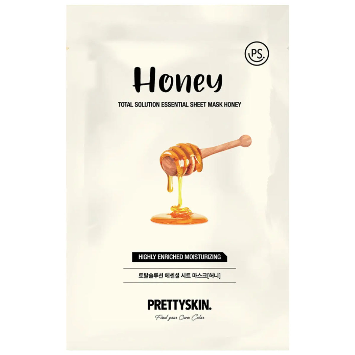 Pretty Skin Total Solution Essential Sheet Mask Honey, verpakking van één sheetmasker