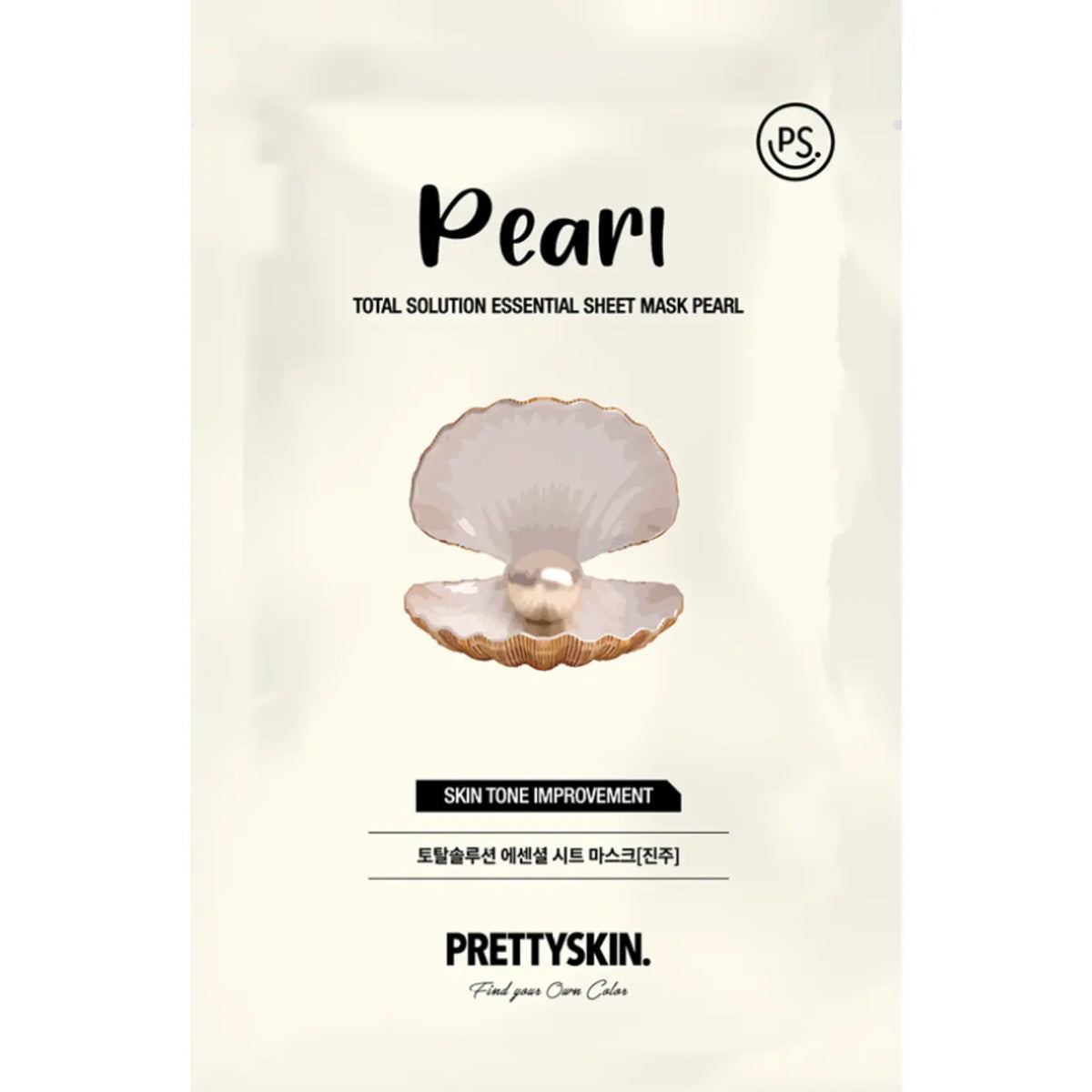 Pretty Skin Total Solution Essential Sheet Mask Pearl, verpakking van één sheetmasker
