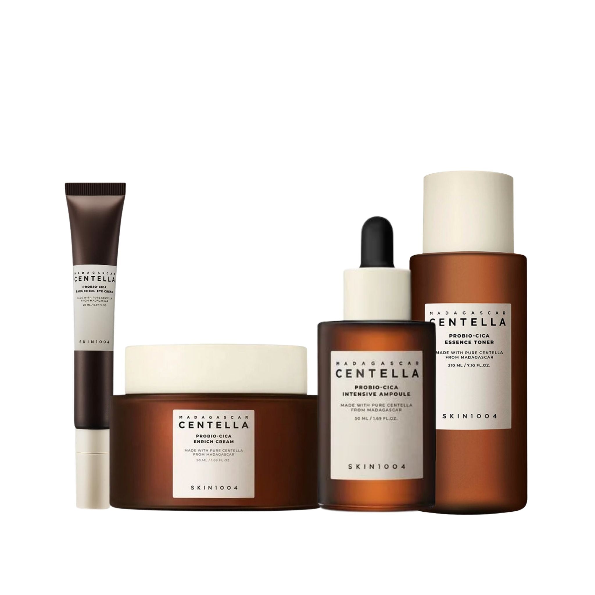 SKIN1004 Probio-Cica Routine Set met essence toner, intensive ampoule, enrich cream en bakuchiol oogcrème
