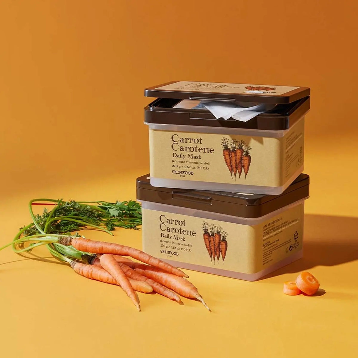 SKINFOOD Carrot Carotene Daily Mask, twee dozen tussen verse wortels